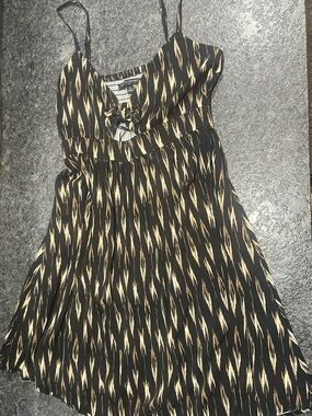 Banana Republic Black & Cream Spaghetti-Strap Midi Dress